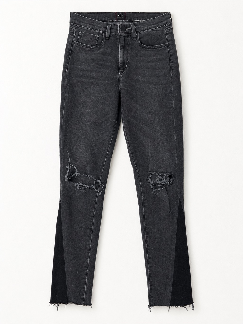 BDG Dark Gray Skinny Jeans with Distressed Knees